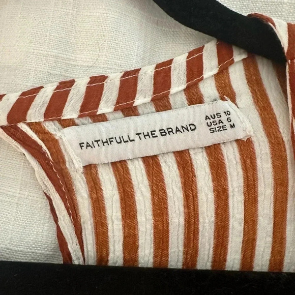 ASO Heidi Klum Faithfull The Brand Tilos Striped Jumpsuit Tie Front Keyhole 6/M - Picture 8 of 9